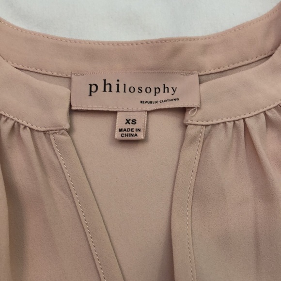 Philosophy Womens Blush Nude Pink Cuffed Sleeve Blouse Size XS - Picture 5 of 9